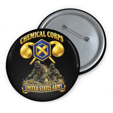 Load image into Gallery viewer, Custom Pin Buttons - Army - Chemical Corps w Scene - 3D - Enhanced
