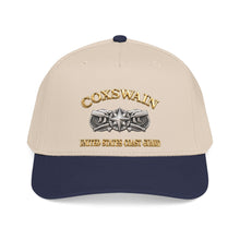 Load image into Gallery viewer, Mid Profile Baseball Cap - USCG - Coxswain w txt - Gold - 3D - Enhanced
