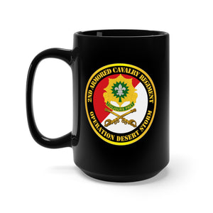 Black Mug 15oz - Army - 2nd Armored Cavalry Regiment DUI - Red White - Operation Desert Storm