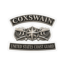 Load image into Gallery viewer, Kiss-Cut Stickers - USCG - Coxswain w txt - Silver - 3D - Enhanced
