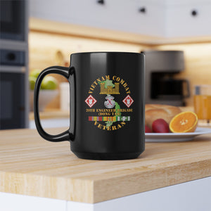 Black Mug (11oz, 15oz) - Vietnam Combat Veteran w 20th Engineer Brigade  SSI - Dong Tam X 300