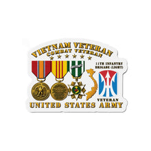 Load image into Gallery viewer, Die-Cut Magnet - Army - Vietnam Vet - w Medals - VN - 11th Infantry Brigade (Light) - 3D Enhanced X 300
