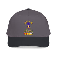 Load image into Gallery viewer, Mid Profile Baseball Cap - Vietnam War Purple Heart Medal w VN SVC - with Vietnam Scene - 3D - Transparent

