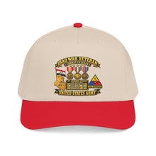 Load image into Gallery viewer, Mid Profile Baseball Cap - Army - Iraq War Veteran - Ribbon Bar - Map - SSI - 1st Armored Division - 3D - Enhanced
