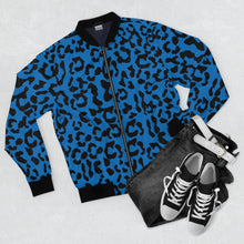 Load image into Gallery viewer, Men&#39;s AOP Bomber Jacket - Leopard Camouflage - Blue-Black
