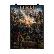 Load image into Gallery viewer, Matte Poster - Union Battery - Lt Alonzo Cushing - 3 July 1963 Tribute Tee - Gettysburg, PA, "FIRE!"
