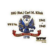 Load image into Gallery viewer, Kiss-Cut Stickers - SSG - Carl M. Klink - Veteran tribute in 3D enhanced
