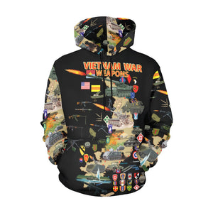 Men's All Over Print Hoodie (USA Size) (Model H13) - Map - Vietnam Units -with Wpns - Equipment