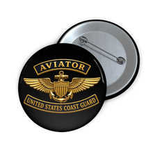 Load image into Gallery viewer, Custom Pin Buttons - USCG - Aviator Badge w txt - 3D - Enhanced
