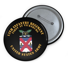 Load image into Gallery viewer, Custom Pin Buttons - COA - 13th Infantry Regiment X 300
