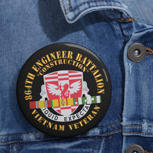 Load image into Gallery viewer, Custom Pin Buttons - 864th Engineer Battalion with Vietnam Service Ribbon X 300
