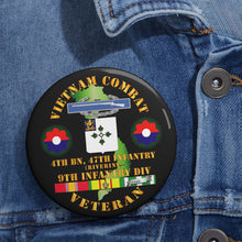 Load image into Gallery viewer, Custom Pin Buttons - Vietnam Combat Infantry Veteran w 4th Bn 47th Inf (Riverine) - 9th ID SSI
