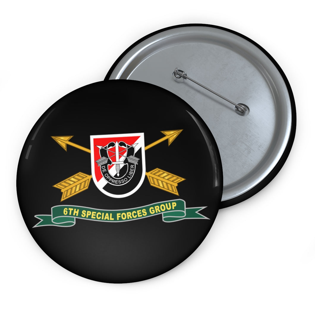 Custom Pin Buttons - 6th Special Forces Group - Flash w Br - Ribbon X 300