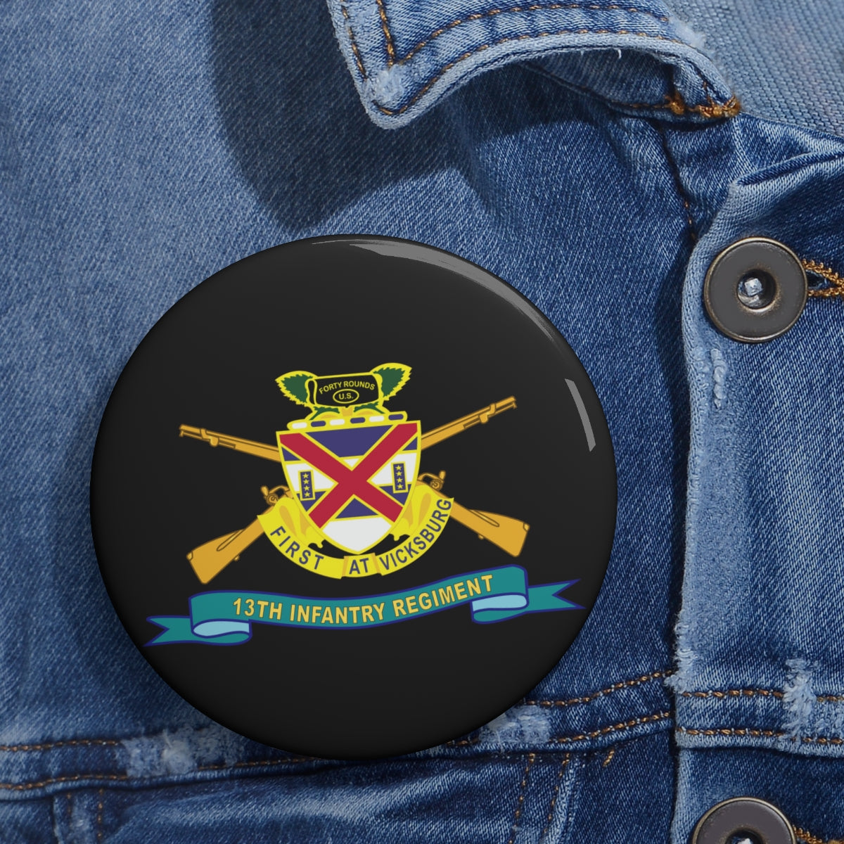 Custom Pin Buttons - 13th Infantry Regiment - DUI w Br - Ribbon X 300 ...