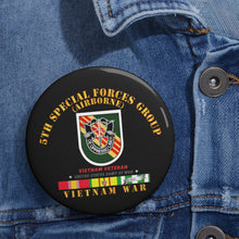 Load image into Gallery viewer, Custom Pin Buttons - 5th Special Forces Group w Flash VN SVC
