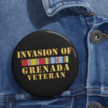 Load image into Gallery viewer, Custom Pin Buttons - Grenada Invasion Veteran w EXP SVC
