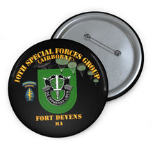 Load image into Gallery viewer, Custom Pin Buttons - SOF - 10th SFG - Ft Devens MA
