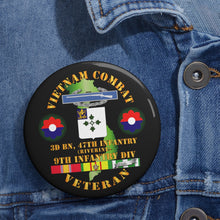 Load image into Gallery viewer, Custom Pin Buttons - Vietnam Combat Infantry Veteran w 3rd Bn 47th Inf (Riverine) - 9th ID SSI
