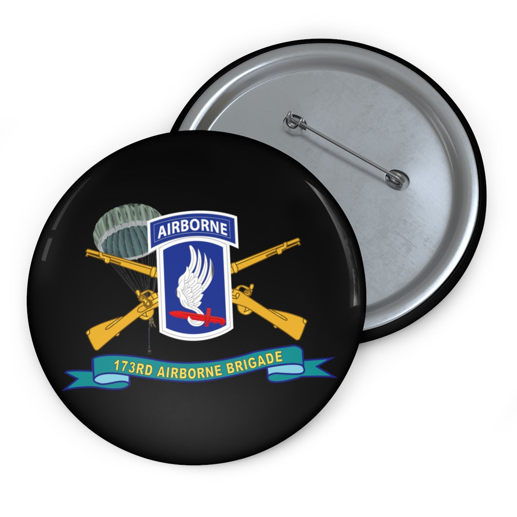 Custom Pin Buttons - 173rd Airborne Brigade with Jumper - SSI w INF Br - Ribbon X 300