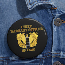 Load image into Gallery viewer, Custom Pin Buttons - Warrant Officer 4 - CW4 w Eagle - US Army
