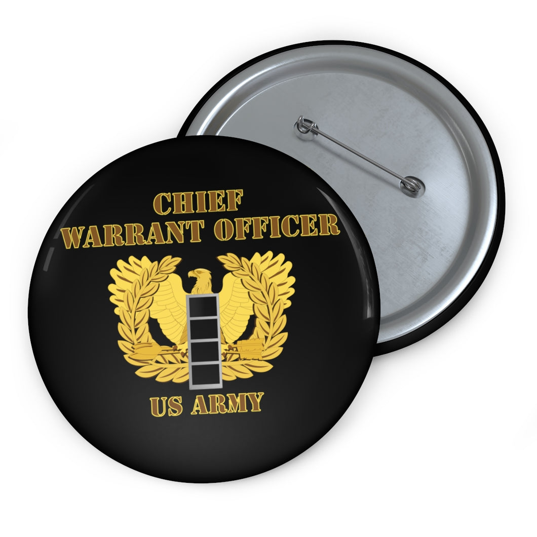 Custom Pin Buttons - Warrant Officer 4 - CW4 w Eagle - US Army