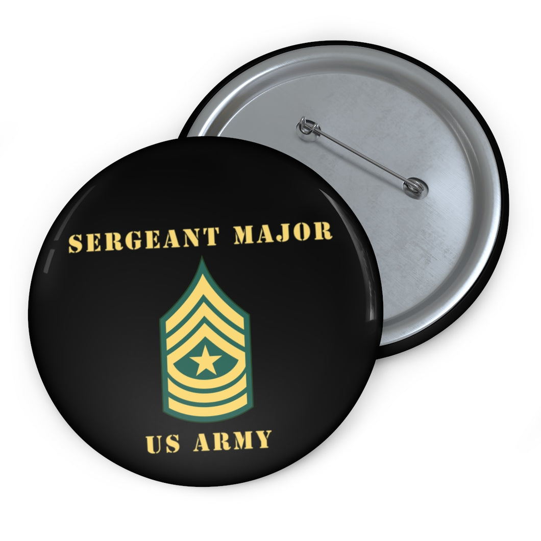 Custom Pin Buttons - Sergeant Major - SGM