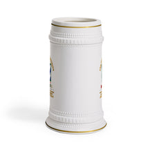 Load image into Gallery viewer, Classic Ceramic Beer Stein Mug, White Porcelain Stein with Gold Trim | German-Style Tankard - Army - 3rd ID - Germany w Cold War SVC
