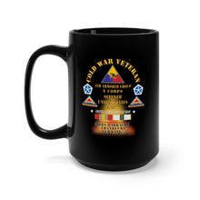Load image into Gallery viewer, Black Mug 15oz - Cold War Vet -  4th Armored Group - Frankfurt Germany w Fire - V Corps, 7th US Army SSI w DUI - COLD X 300
