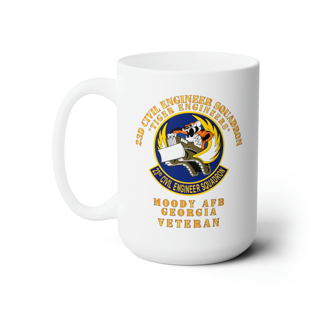White Ceramic Mug 15oz - USAF - 23d Civil Engineer Squadron - Tiger Engineers - Moody AFB, GA