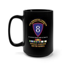 Load image into Gallery viewer, Black Mug 15oz - SSI - 8th Personnel Command - Theater Perscom - Youngsan w Ndsm Cold, EXP Korea SVC X 300
