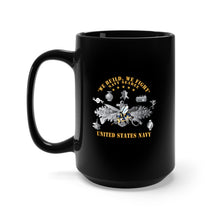 Load image into Gallery viewer, Black Mug 15oz - Navy - Seabee - Badge X 300

