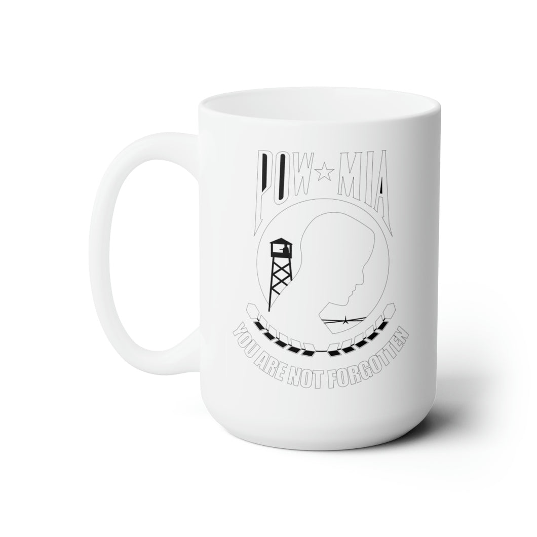 White Ceramic Mug 15oz - Army - POW - MIA - Hat