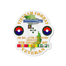Load image into Gallery viewer, Die-Cut Magnets - Army - Vietnam Combat Infantry Veteran w 2nd Bn 47th Inf  (Mech) - 9th ID SSI
