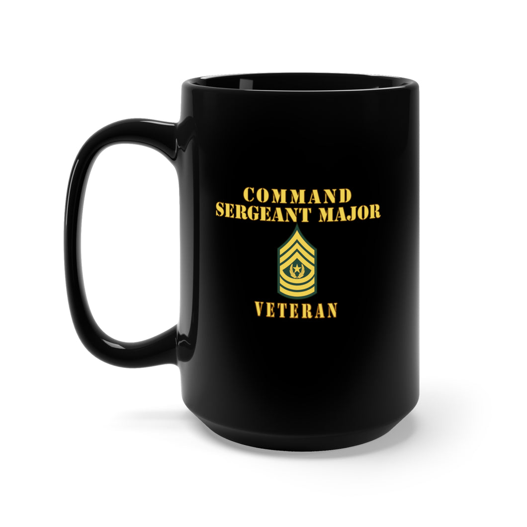 Black Mug 15oz - Command Sergeant Major - Veteran - Line X 300