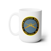 Load image into Gallery viewer, White Ceramic Mug 15oz - Army - 24th Infantry Regiment - Fort Supply, OK w Inf Branch
