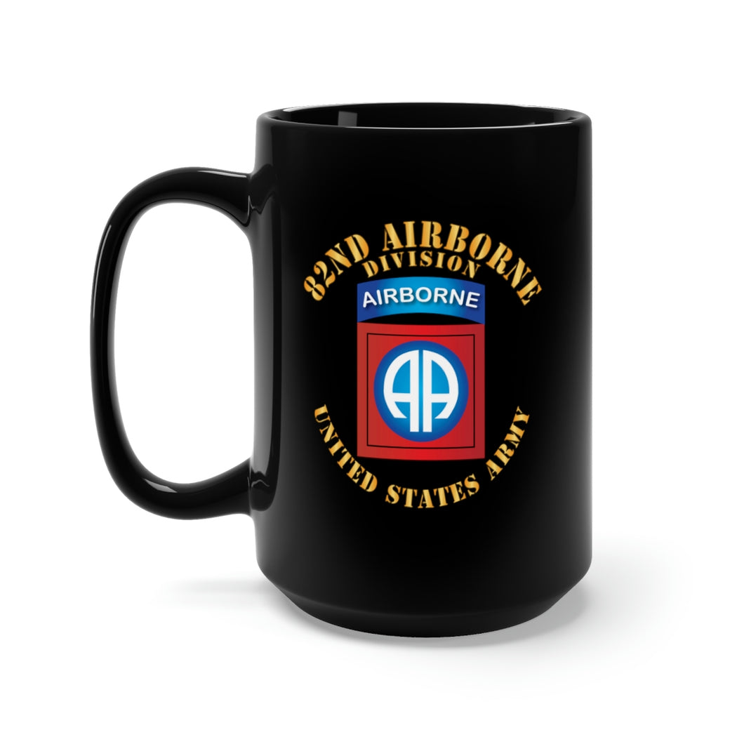 Black Mug 15oz - Army - 82nd Airborne Division - SSI - Ver 3