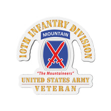 Load image into Gallery viewer, Die-Cut Magnets - Army - DUI - 10th Infantry Division - The Mountaineers - US Army Veteran X 300
