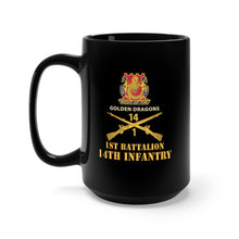 Load image into Gallery viewer, Black Mug 15oz - Army - 1st Bn 14th Infantry w DUI - Inf Branch X 300
