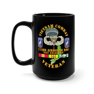 Black Coffee Mug 15oz - Army - Vietnam Combat Infantry Veteran w 173rd Airborne Bde SSI V1