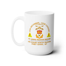 Load image into Gallery viewer, White Ceramic Mug 15oz - Army -  2nd Squadron, 15th Cavalry (19D) - 1st Ar Tng Bde Ft Knox, KY
