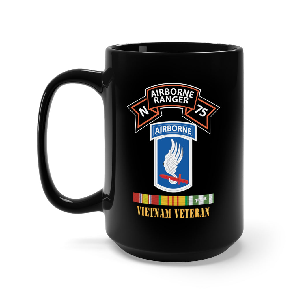 Black Mug 15oz - SOF - N Company Scroll - 173rd Airborne Bde - Vietnam Veteran w VN SVC X 300