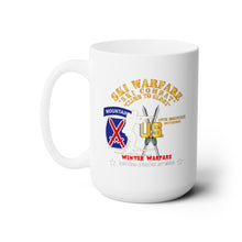 Load image into Gallery viewer, White Mug 15oz - Army - 10th Mountain Division - Ski Warfare - Ski Combat - Winter Warfare
