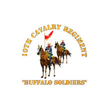 Load image into Gallery viewer, Kiss-Cut Vinyl Decals - Army - 10th Cavalry Regiment w Cavalrymen - Buffalo Soldiers
