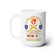 Load image into Gallery viewer, White Ceramic Mug 15oz - Army - 2nd Bn 12th Artillery - 105-155mm - 8th ID - Baumholder Germany  w COLD SVC
