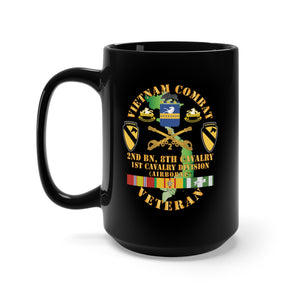 Black Mug 15oz - Vietnam Combat Cavalry Veteran w 2Bn 8th Cav COA - 1st Cav Div ABN X 300