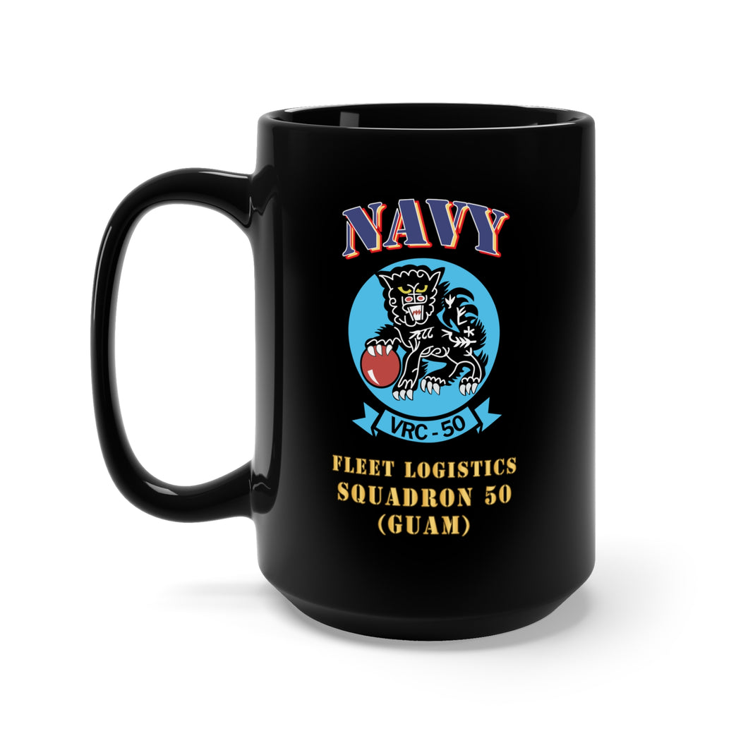 Black Mug 15oz - Big NAVY - Fleet Logistics Squadron 50 - SSI - Guam X 300