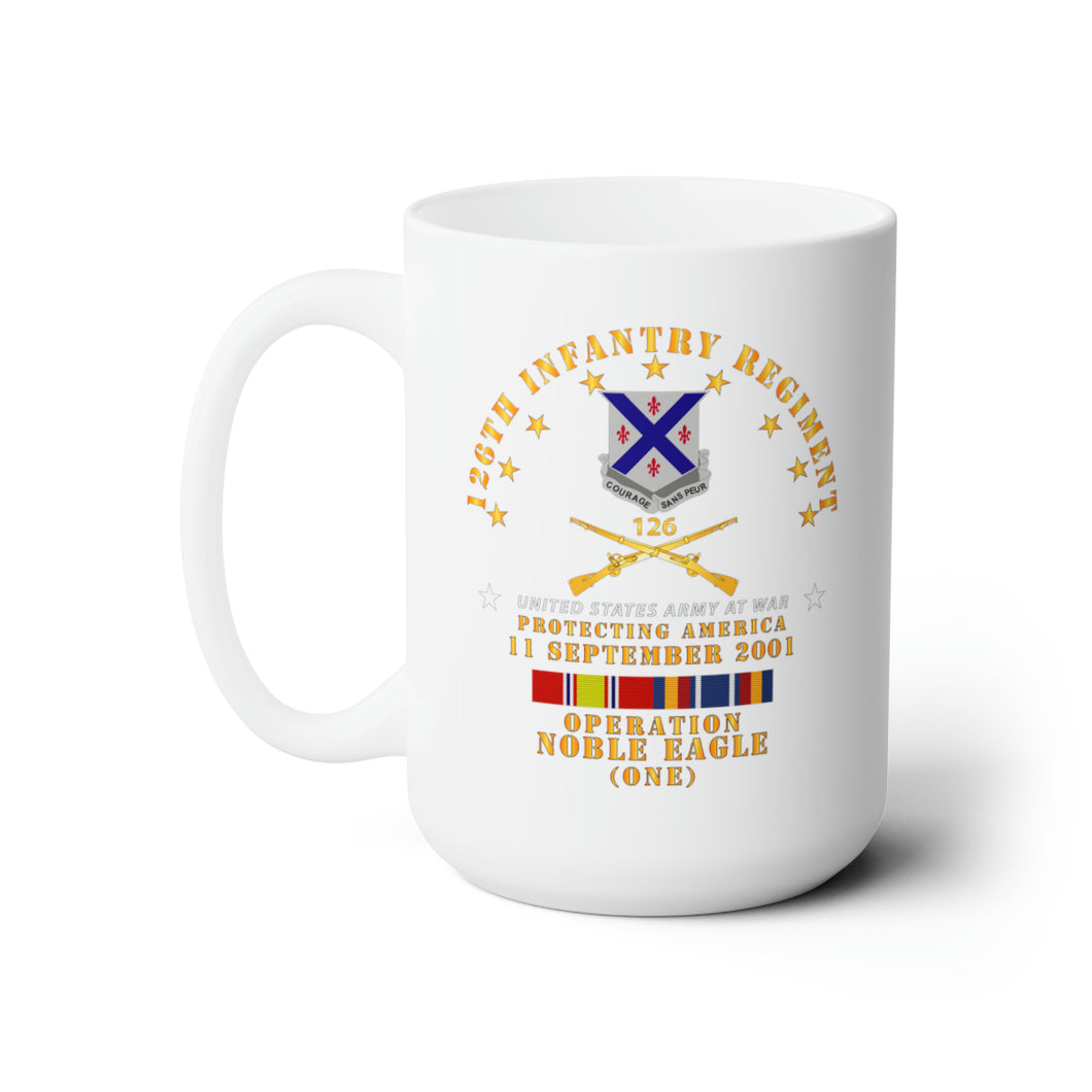 White Ceramic Mug 15oz - Army - 126th Infantry Regiment - 911 - ONE w SVC w BR