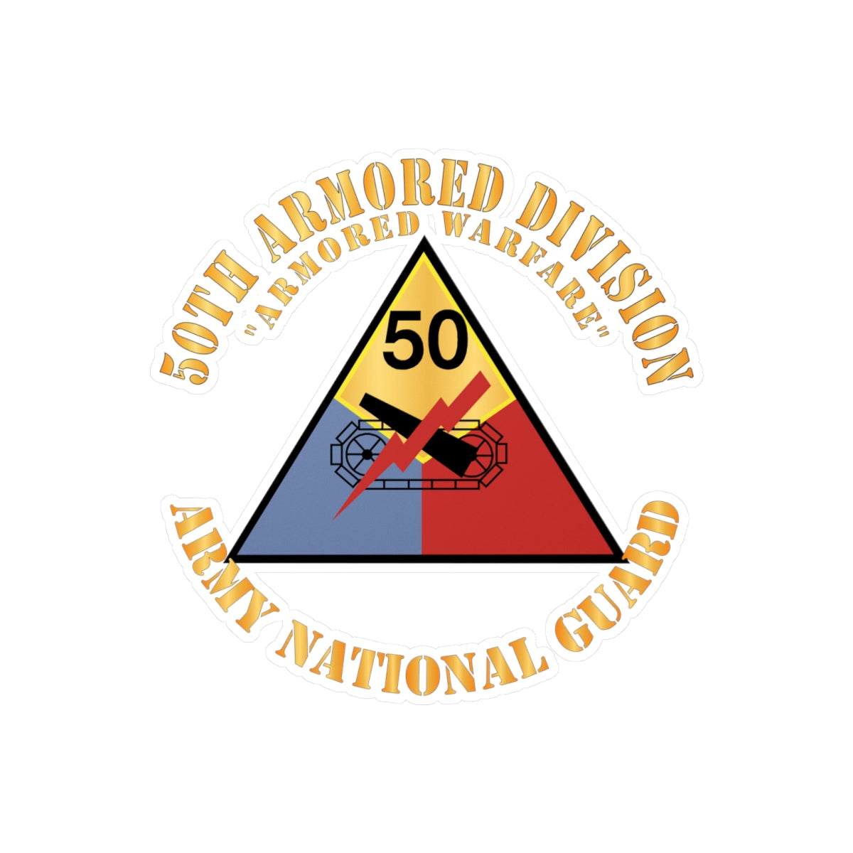 Kiss-Cut Vinyl Decals - Army - 50th Armored Division - SSI - Armored W ...