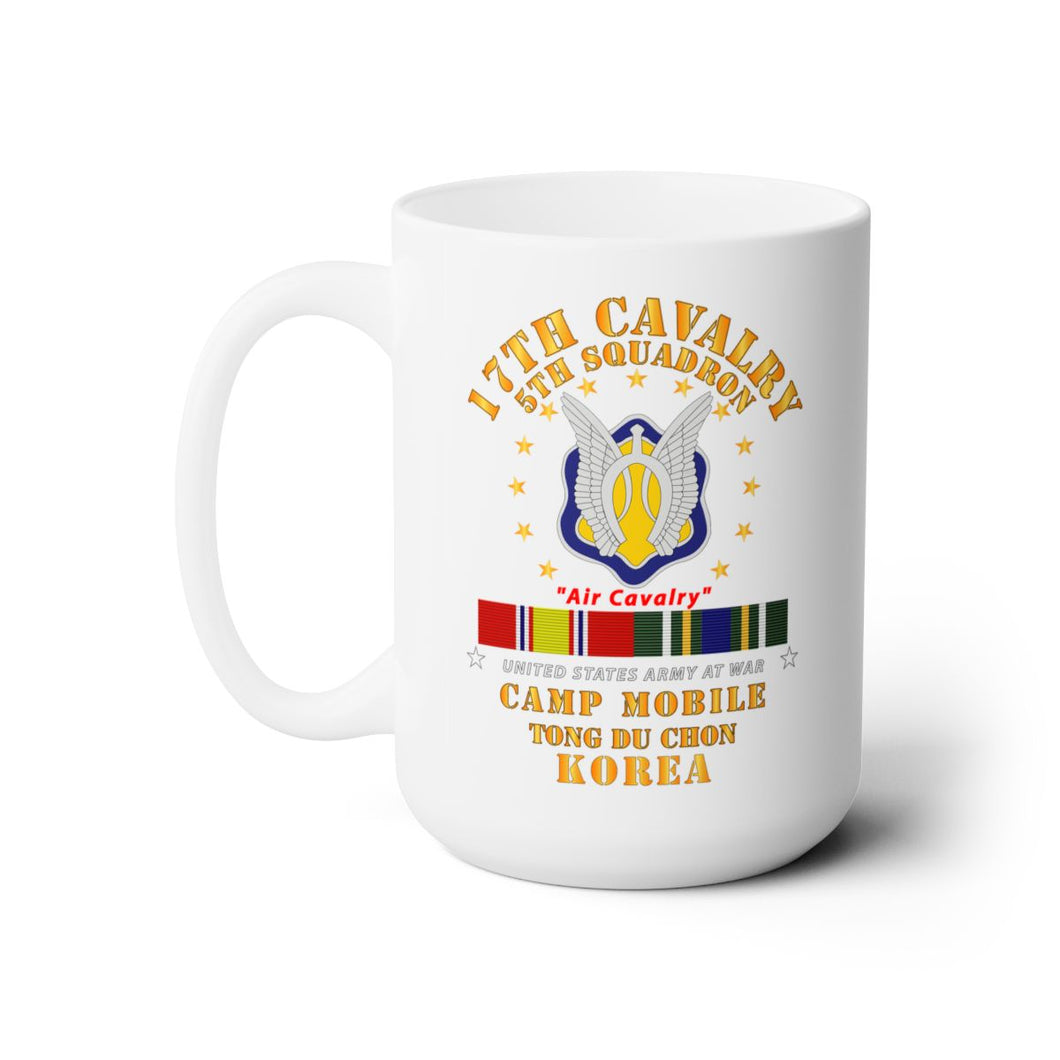 White Mug 15oz -Army - 5th Squadron 17th Cavalry - Air Cav - Camp Gary Owen Korea w KDSM SVC