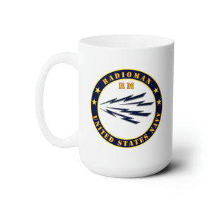 White Ceramic Mug 15oz - Navy - Radioman - RM - US Navy